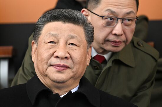 Chinese President Xi Jinping on Red Square in Moscow during the military parade to mark the 80th anniversary of Victory. On May 9, Russia celebrates the 80th anniversary of Victory in the Great Patriotic War of 1941-1945. Location: Russia, Moscow. Author: Evgeny Biyatov/Sputnik. President of Russia Vladimir Putin and foreign leaders at military parade marking 80th anniversary of Victory