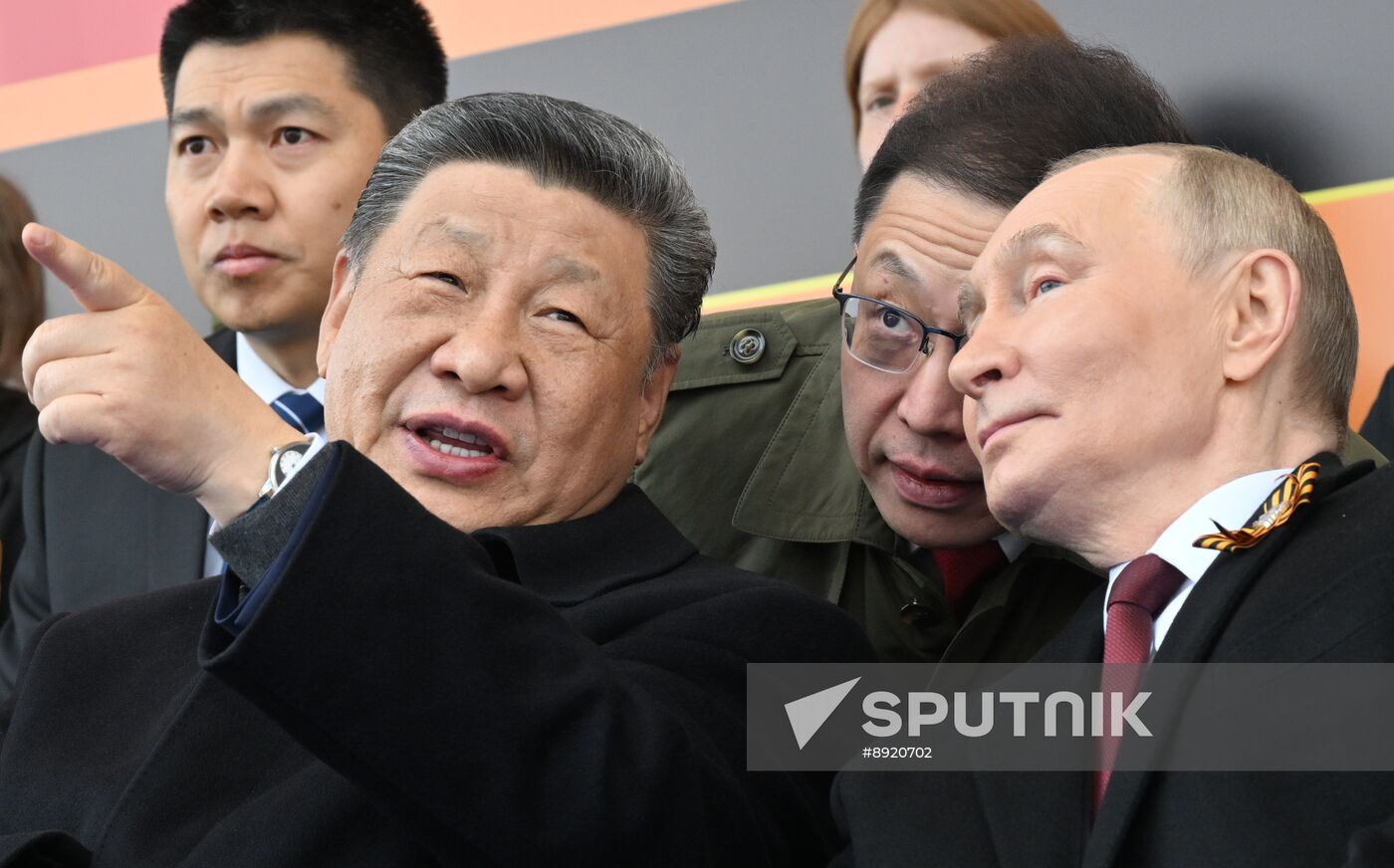 President of Russia Vladimir Putin and foreign leaders at military parade marking 80th anniversary of Victory