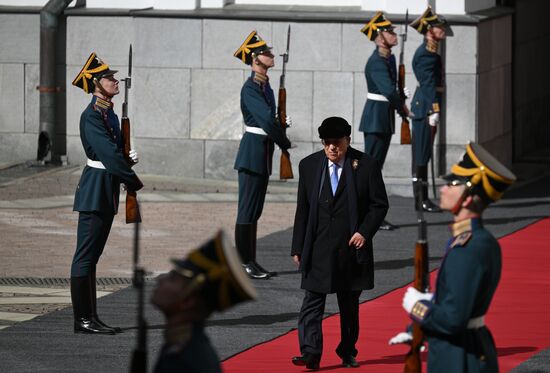 President of Palestine Mahmoud Abbas arrives at the Kremlin to meet with Russian President Vladimir Putin ahead of the military parade to mark the 80th anniversary of Victory. On May 9, Russia celebrates the 80th anniversary of Victory in the Great Patriotic War of 1941-1945. Location: Russia, Moscow. Author: Alexei Danichev/Sputnik. President of Russia Vladimir Putin's meeting with foreign leaders