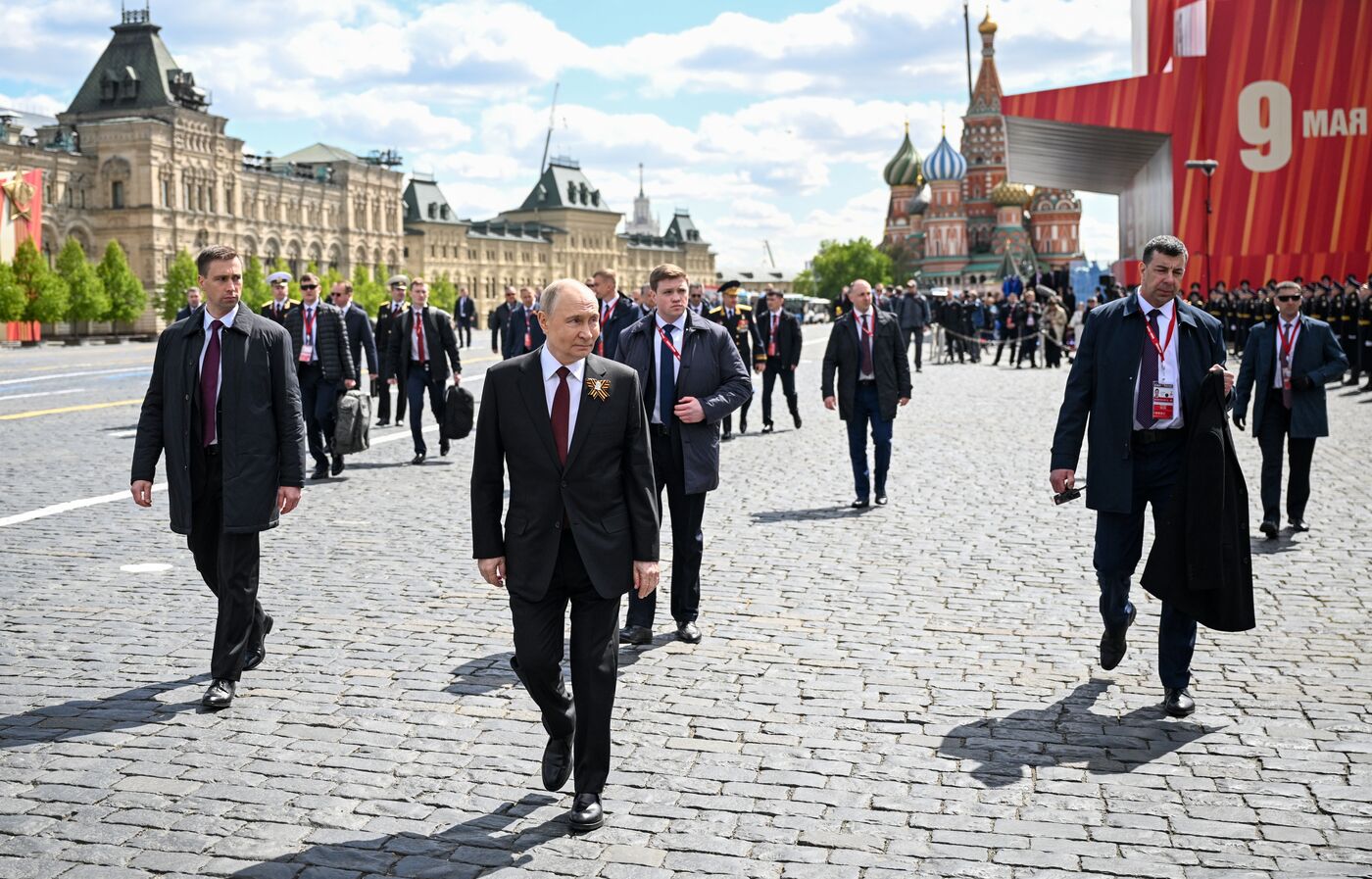 President of Russia Vladimir Putin and foreign leaders at military parade marking 80th anniversary of Victory