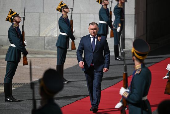 South Ossetian President Alan Gagloyev arrives at the Kremlin to meet with Russian President Vladimir Putin ahead of the military parade to mark the 80th anniversary of Victory. On May 9, Russia celebrates the 80th anniversary of Victory in the Great Patriotic War of 1941-1945. Location: Russia, Moscow. Author: Alexei Danichev/Sputnik. President of Russia Vladimir Putin's meeting with foreign leaders