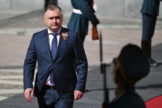 South Ossetian President Alan Gagloyev arrives at the Kremlin to meet with Russian President Vladimir Putin ahead of the military parade to mark the 80th anniversary of Victory. On May 9, Russia celebrates the 80th anniversary of Victory in the Great Patriotic War of 1941-1945. Location: Russia, Moscow. Author: Alexei Danichev/Sputnik. President of Russia Vladimir Putin's meeting with foreign leaders