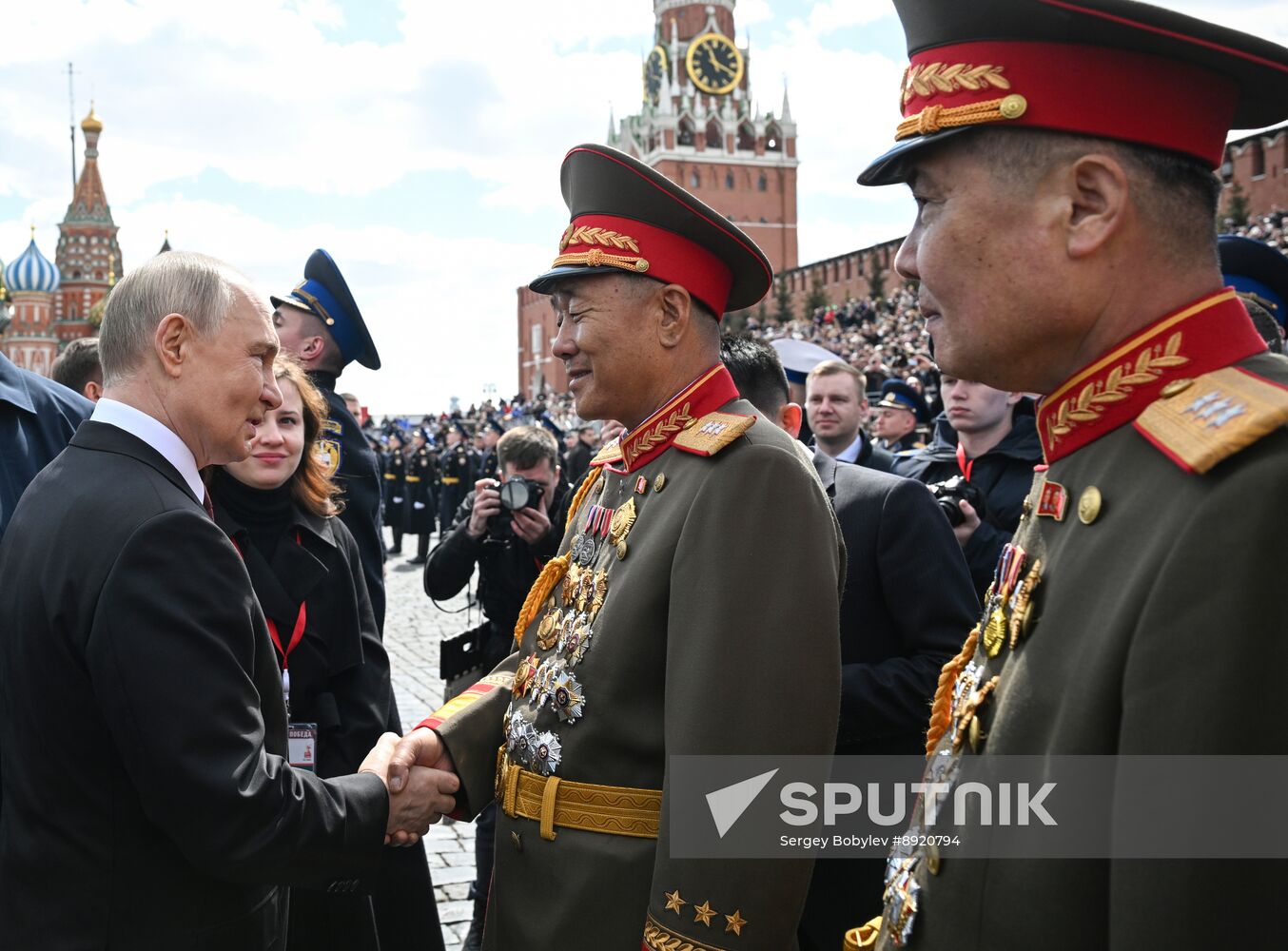 President of Russia Vladimir Putin and foreign leaders at military parade marking 80th anniversary of Victory
