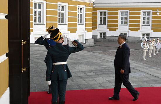 Chinese President Xi Jinping arrives at the Kremlin to meet with Russian President Vladimir Putin ahead of the military parade to mark the 80th anniversary of Victory. On May 9, Russia celebrates the 80th anniversary of Victory in the Great Patriotic War of 1941-1945. Location: Russia, Moscow. Author: Alexei Danichev/Sputnik. President of Russia Vladimir Putin's meeting with foreign leaders