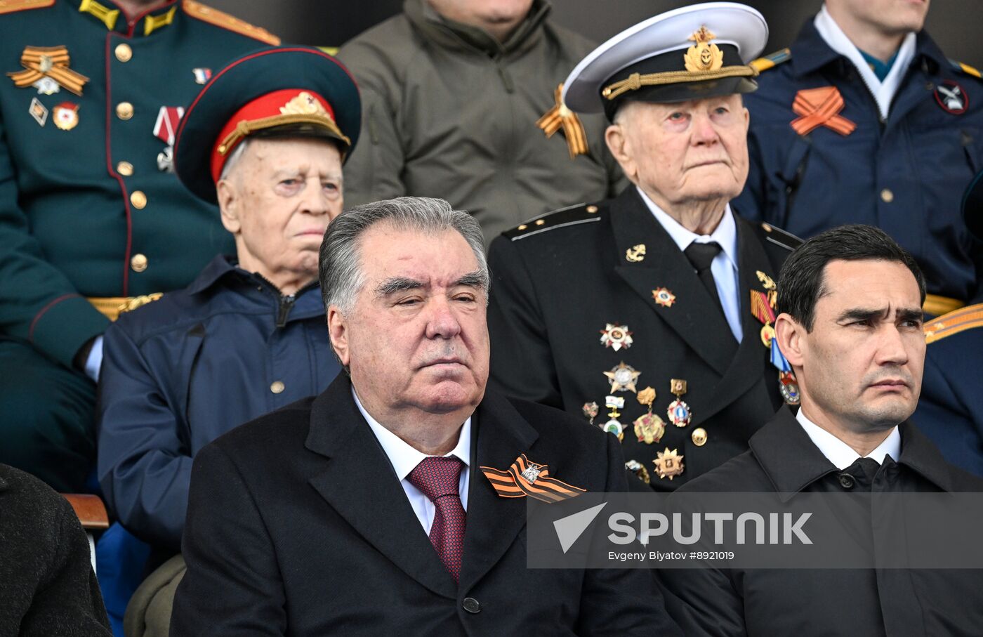 President of Russia Vladimir Putin and foreign leaders at military parade marking 80th anniversary of Victory