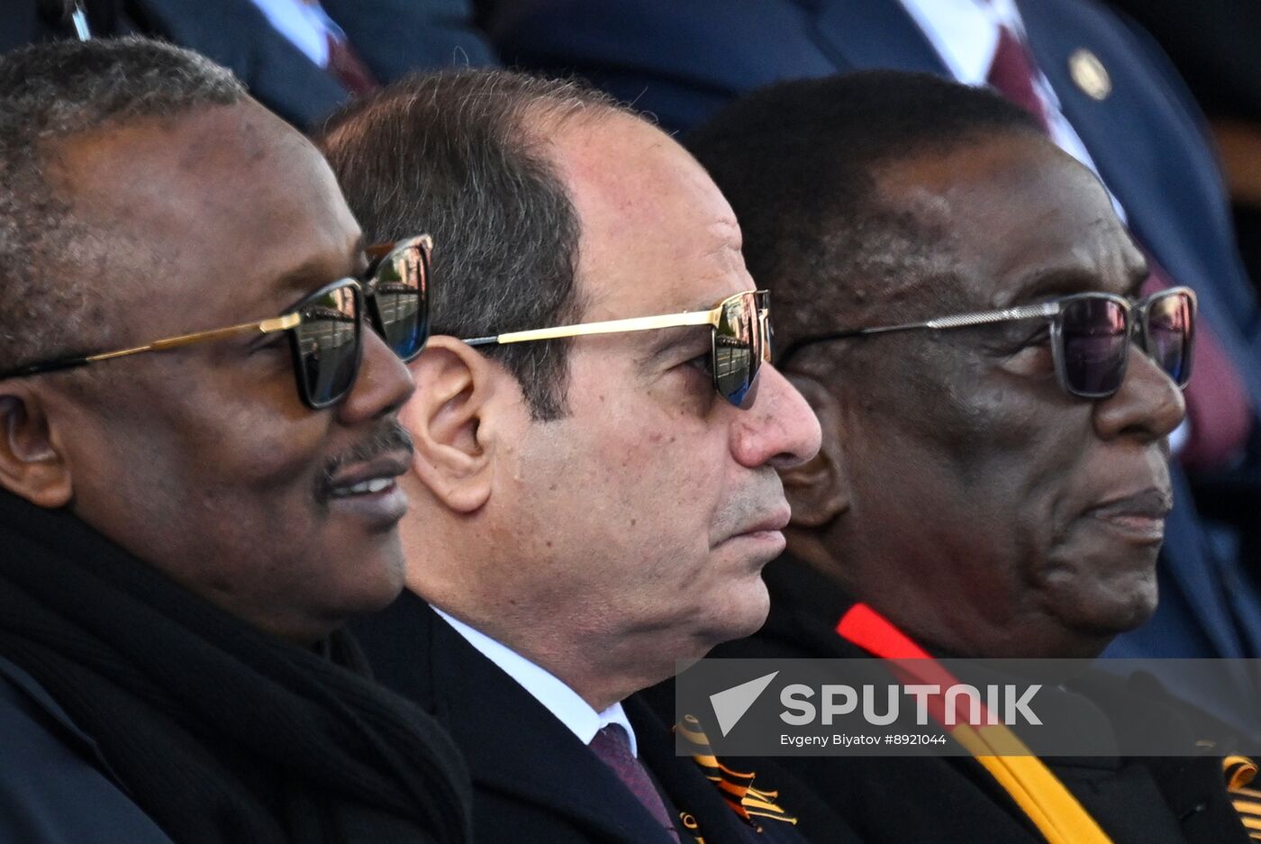 President of Russia Vladimir Putin and foreign leaders at military parade marking 80th anniversary of Victory