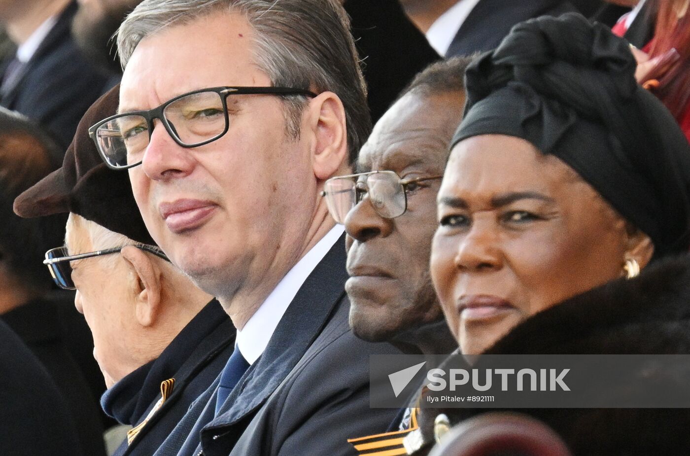 President of Russia Vladimir Putin and foreign leaders at military parade marking 80th anniversary of Victory