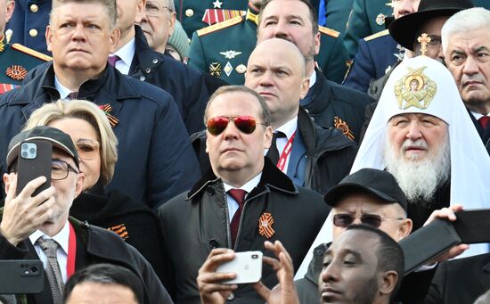 Public figures at military parade marking 80th anniversary of Victory