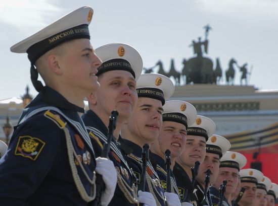 Military personnel at the military parade to mark the 80th anniversary of Victory in the Great Patriotic War in St. Petersburg. Location: Russia, St. Petersburg. Author: Irina Motina/Sputnik. Victory Parade. St. Petersburg