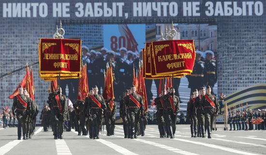 Military personnel at the military parade to mark the 80th anniversary of Victory in the Great Patriotic War in St. Petersburg. Location: Russia, St. Petersburg. Author: Mikhail Kireev/Sputnik. Victory Parade. St. Petersburg