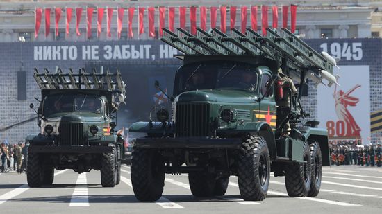 A BM-13 Katyusha rocket launcher at the military parade to mark the 80th anniversary of Victory in the Great Patriotic War in St. Petersburg. Location: Russia, St. Petersburg. Author: Mikhail Kireev/Sputnik. Victory Parade. St. Petersburg