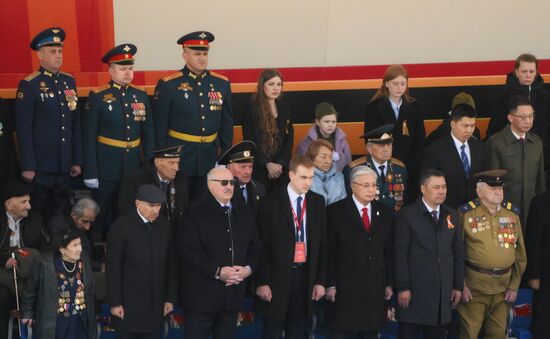 President of Russia Vladimir Putin and foreign leaders at military parade marking 80th anniversary of Victory