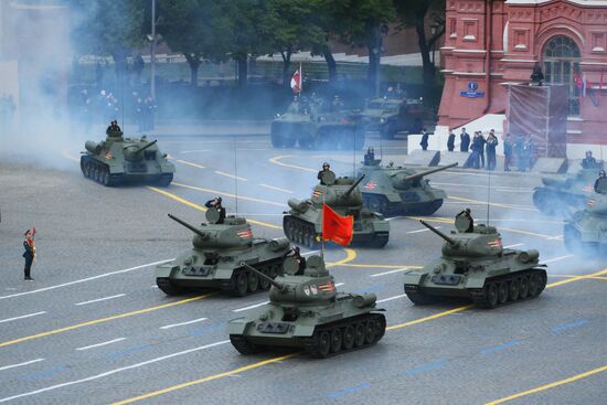 T-34 tanks at the military parade to mark the 80th anniversary of Victory in the Great Patriotic War. Location: Russia, Moscow. Author: Alexey Maishev/Sputnik. Military parade marking 80th anniversary of Victory in Great Patriotic War in Moscow