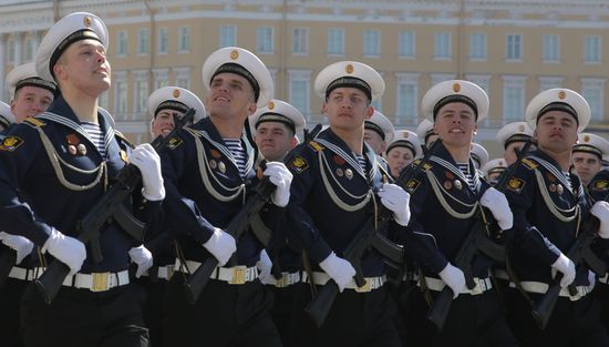 Military personnel at the military parade to mark the 80th anniversary of Victory in the Great Patriotic War in St. Petersburg. Location: Russia, St. Petersburg. Author: Irina Motina/Sputnik. Victory Parade. St. Petersburg