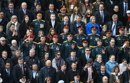 Guests on Red Square in Moscow, where a military parade marking the 80th anniversary of Victory is taking place. Location: Russia, Moscow. Author: Alexey Maishev/Sputnik. Military parade marking 80th anniversary of Victory in Great Patriotic War in Moscow