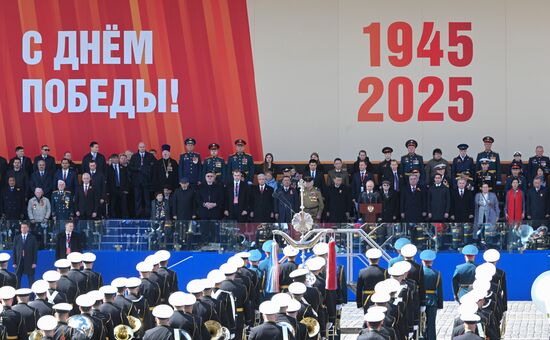 President of Russia Vladimir Putin on Red Square in Moscow, where a military parade marking the 80th anniversary of Victory is taking place. Russia marks the 80th anniversary of Victory in the Great Patriotic War of 1941-1945. Location: Russia, Moscow. Author: Sergey Guneev/Sputnik. President of Russia Vladimir Putin and foreign leaders at military parade marking 80th anniversary of Victory