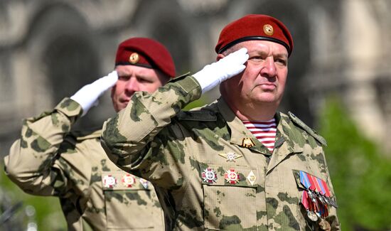 Parade units on Red Square in Moscow at the military parade to mark the 80th anniversary of Victory in the Great Patriotic War. Location: Russia, Moscow. Author: Evgeny Biyatov/Sputnik. Military parade marking 80th anniversary of Victory in Great Patriotic War in Moscow