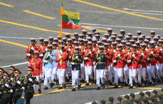 Units of the Armed Forces of Myanmar at the military parade to mark the 80th anniversary of Victory in the Great Patriotic War on Red Square in Moscow. Location: Russia, Moscow. Author: Alexey Maishev/Sputnik. Military parade marking 80th anniversary of Victory in Great Patriotic War in Moscow