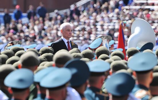 Russian Defense Minister Andrei Belousov at the military parade to mark the 80th anniversary of Victory in the Great Patriotic War on Red Square in Moscow. Location: Russia, Moscow. Author: Sergey Guneev/Sputnik. Military parade marking 80th anniversary of Victory in Great Patriotic War in Moscow