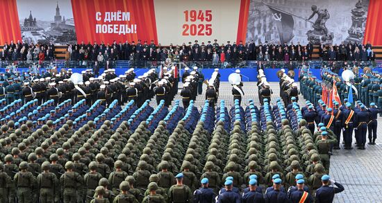 President of Russia Vladimir Putin and foreign leaders at the military parade to mark the 80th anniversary of Victory in the Great Patriotic War on Red Square in Moscow. On May 9, Russia marks the 80th anniversary of Victory in the Great Patriotic War of 1941-1945. Location: Russia, Moscow. Author: Sergey Guneev/Sputnik. President of Russia Vladimir Putin and foreign leaders at military parade marking 80th anniversary of Victory