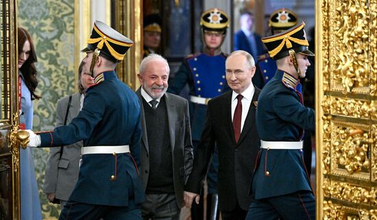 President of Russia Vladimir Putin and President of Brazil Luis Inacio Lula da Silva during their meeting. Location: Russia, Moscow. Author: Sergey Bobylev/Sputnik. President of Russia Vladimir Putin's meeting with President of Brazil Luis Inacio Lula da Silva