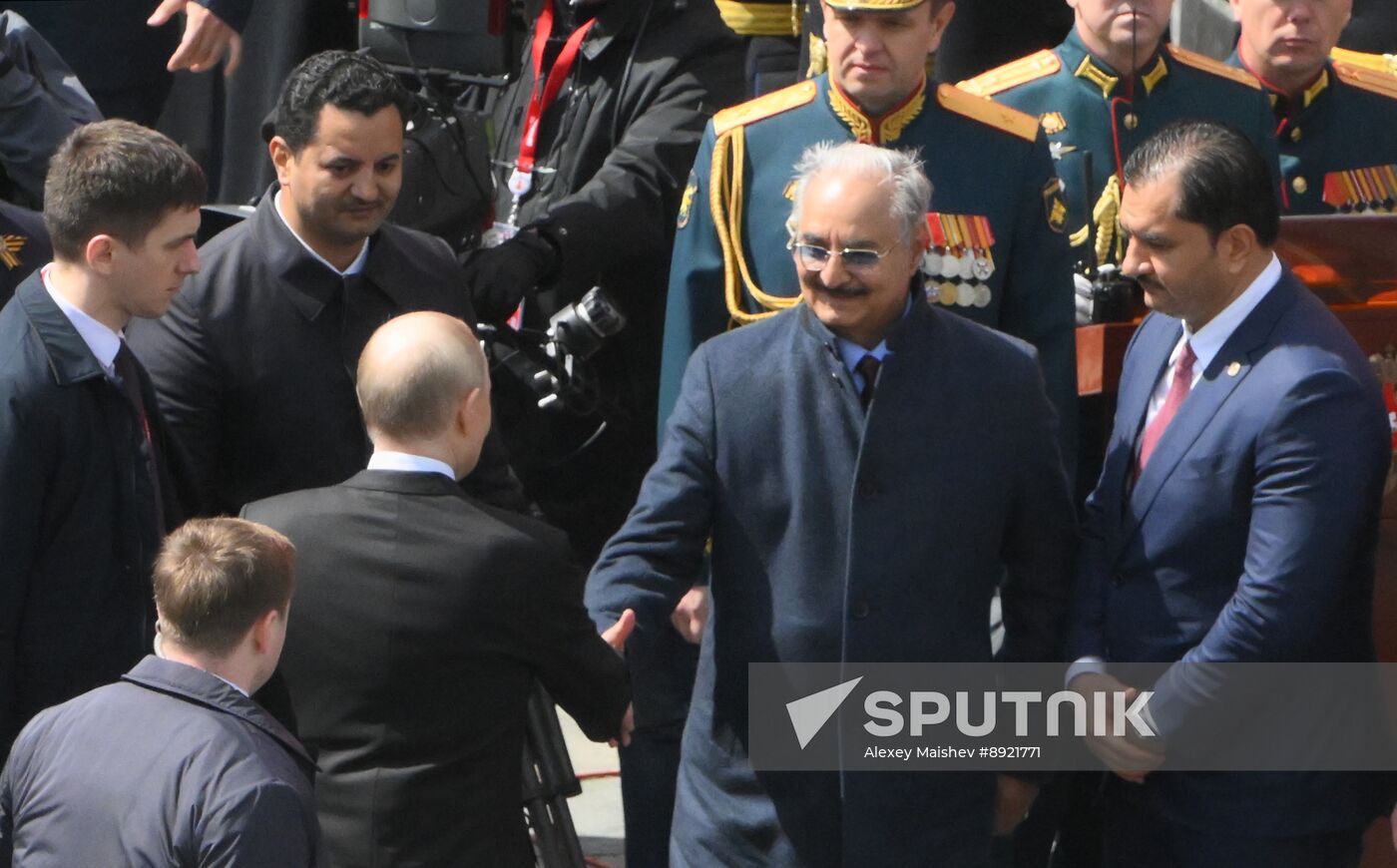 President of Russia Vladimir Putin and foreign leaders at military parade marking 80th anniversary of Victory