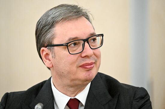 President of Serbia Aleksandar Vucic during his meeting with President of Russia Vladimir Putin. Location: Russia, Moscow. Author: Sergey Bobylev/Sputnik. President of Russia Vladimir Putin's meeting with President of Serbia Aleksandar Vucic
