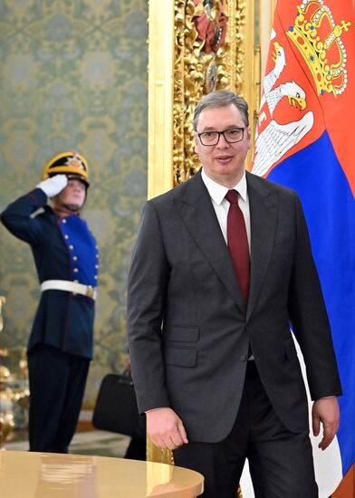 President of Serbia Aleksandar Vucic during his meeting with President of Russia Vladimir Putin. Location: Russia, Moscow. Author: Stanislav Krasilnikov/Sputnik. President of Russia Vladimir Putin's meeting with President of Serbia Aleksandar Vucic