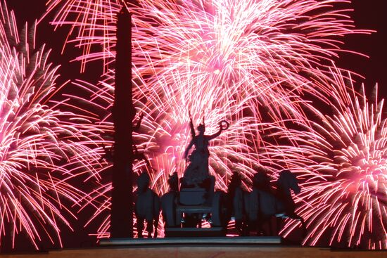 Victory Day fireworks in Moscow. Russia marks the 80th anniversary of Great Patriotic War of 1941-1945. Location: Russia, Moscow. Author: Vladimir Astapkovich/Sputnik. Victory Day fireworks in Moscow