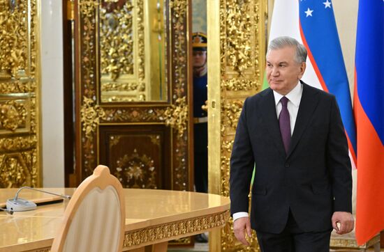 President of Uzbekistan Shavkat Mirziyoyev during his meeting with President of Russia Vladimir Putin. Location: Russia, Moscow. Author: Stanislav Krasilnikov/Sputnik. President of Russia Vladimir Putin's meeting with President of Uzbekistan Shavkat Mirziyoyev
