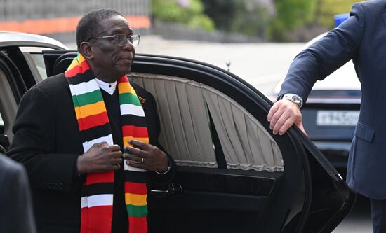 President of Russia Vladimir Putin meets with President of Zimbabwe Emmerson Mnangagwa