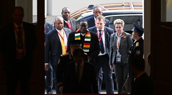 President of Russia Vladimir Putin meets with President of Zimbabwe Emmerson Mnangagwa