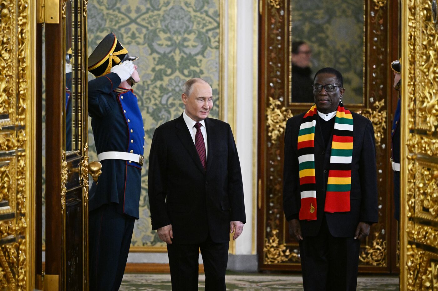 President of Russia Vladimir Putin meets with President of Zimbabwe Emmerson Mnangagwa