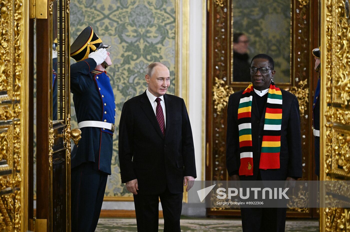 President of Russia Vladimir Putin meets with President of Zimbabwe Emmerson Mnangagwa