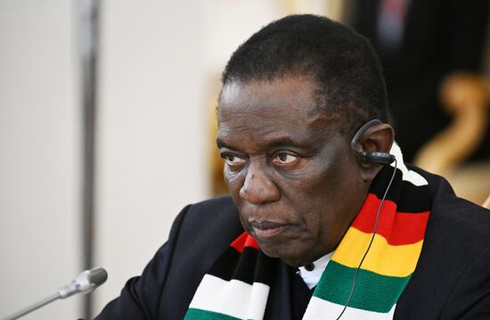 President of Zimbabwe Emmerson Mnangagwa during a meeting with President of Russia Vladimir Putin. Location: Russia, Moscow. Author: Sergey Bobylev/Sputnik. President of Russia Vladimir Putin meets with President of Zimbabwe Emmerson Mnangagwa