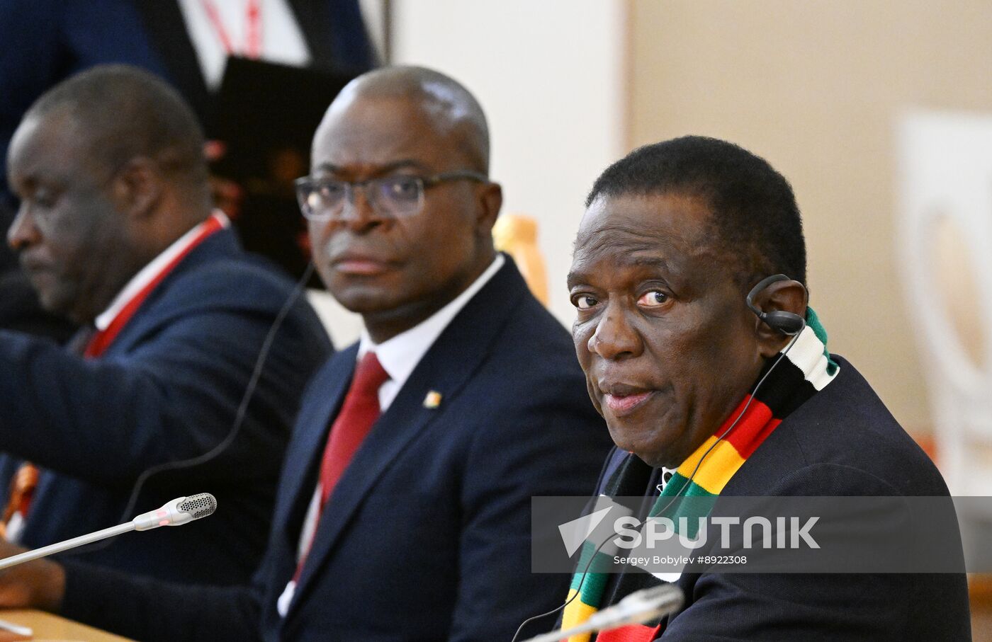 President of Russia Vladimir Putin meets with President of Zimbabwe Emmerson Mnangagwa