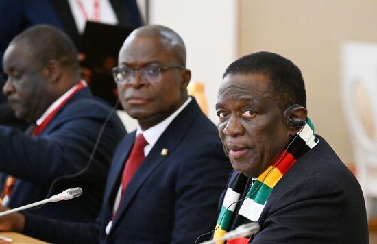 President of Zimbabwe Emmerson Mnangagwa during a meeting with President of Russia Vladimir Putin. Location: Russia, Moscow. Author: Sergey Bobylev/Sputnik. President of Russia Vladimir Putin meets with President of Zimbabwe Emmerson Mnangagwa