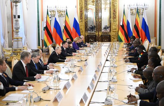 President of Russia Vladimir Putin meets with President of Zimbabwe Emmerson Mnangagwa