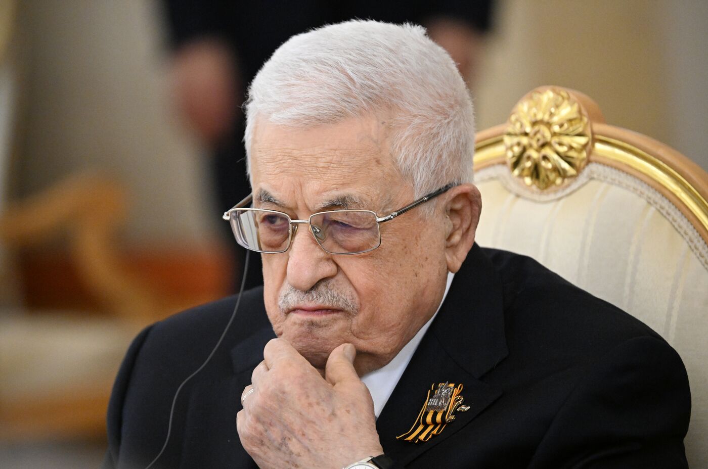 President of Russia Vladimir Putin meets with President of Palestine Mahmoud Abbas