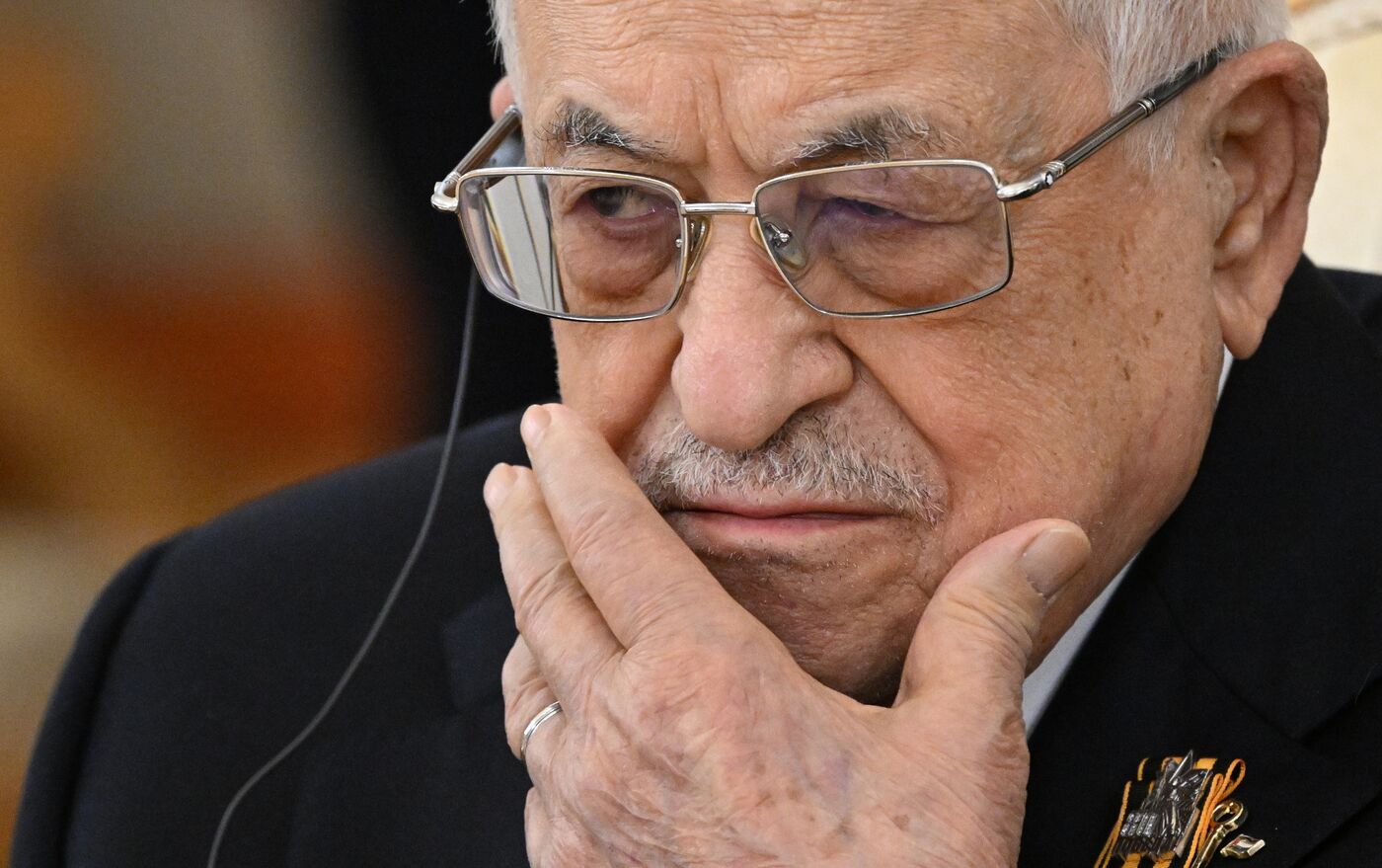 President of Russia Vladimir Putin meets with President of Palestine Mahmoud Abbas