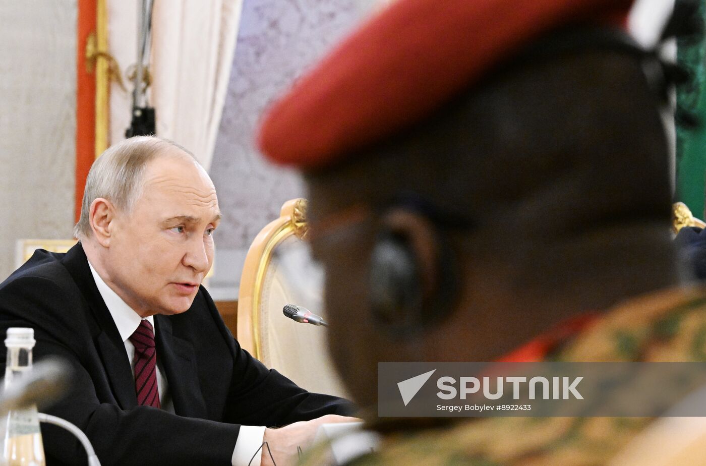 President of Russia Vladimir Putin meets with President of Burkina Faso Ibrahim Traore