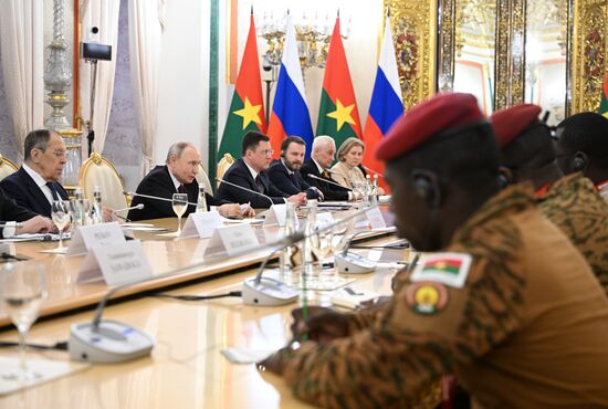 President of Russia Vladimir Putin meets with President of Burkina Faso Ibrahim Traore
