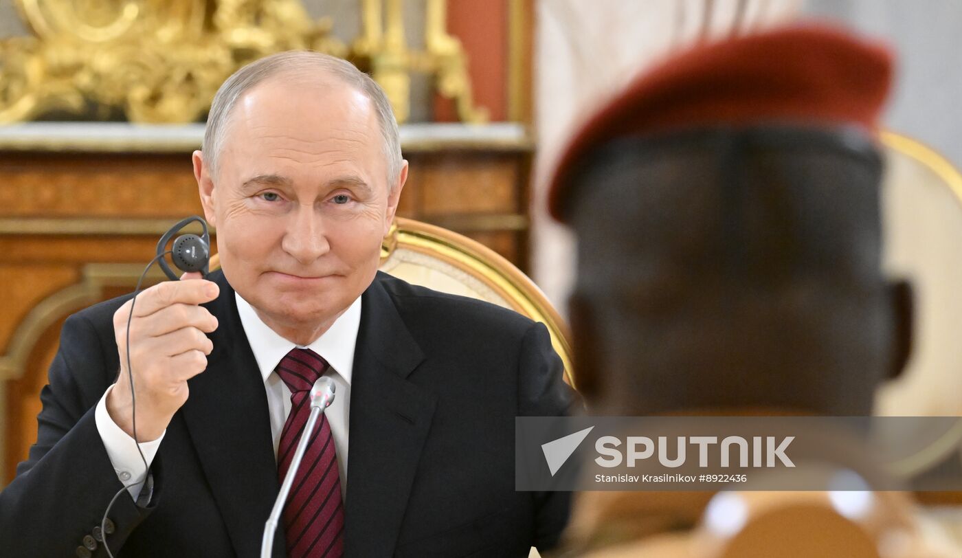 President of Russia Vladimir Putin meets with President of Burkina Faso Ibrahim Traore
