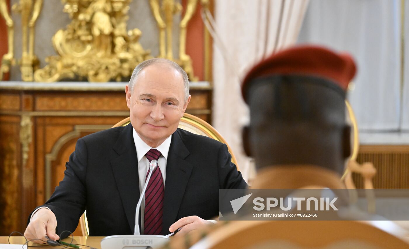 President of Russia Vladimir Putin meets with President of Burkina Faso Ibrahim Traore