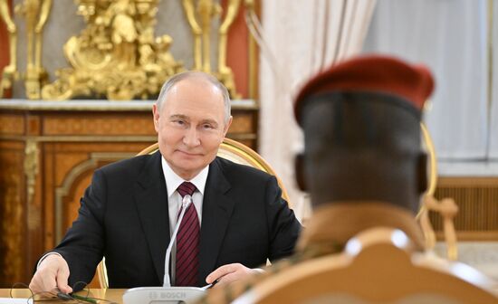 President of Russia Vladimir Putin meets with President of Burkina Faso Ibrahim Traore