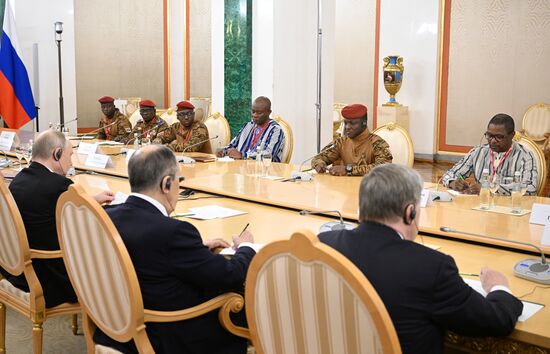 President of Russia Vladimir Putin meets with President of Burkina Faso Ibrahim Traore
