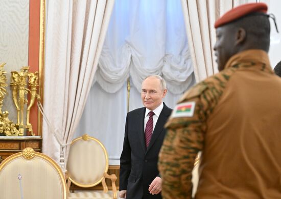 President of Russia Vladimir Putin meets with President of Burkina Faso Ibrahim Traore