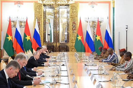 President of Russia Vladimir Putin meets with President of Burkina Faso Ibrahim Traore