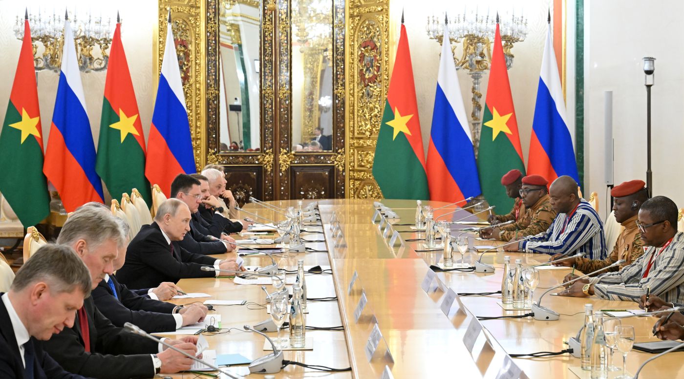 President of Russia Vladimir Putin meets with President of Burkina Faso Ibrahim Traore