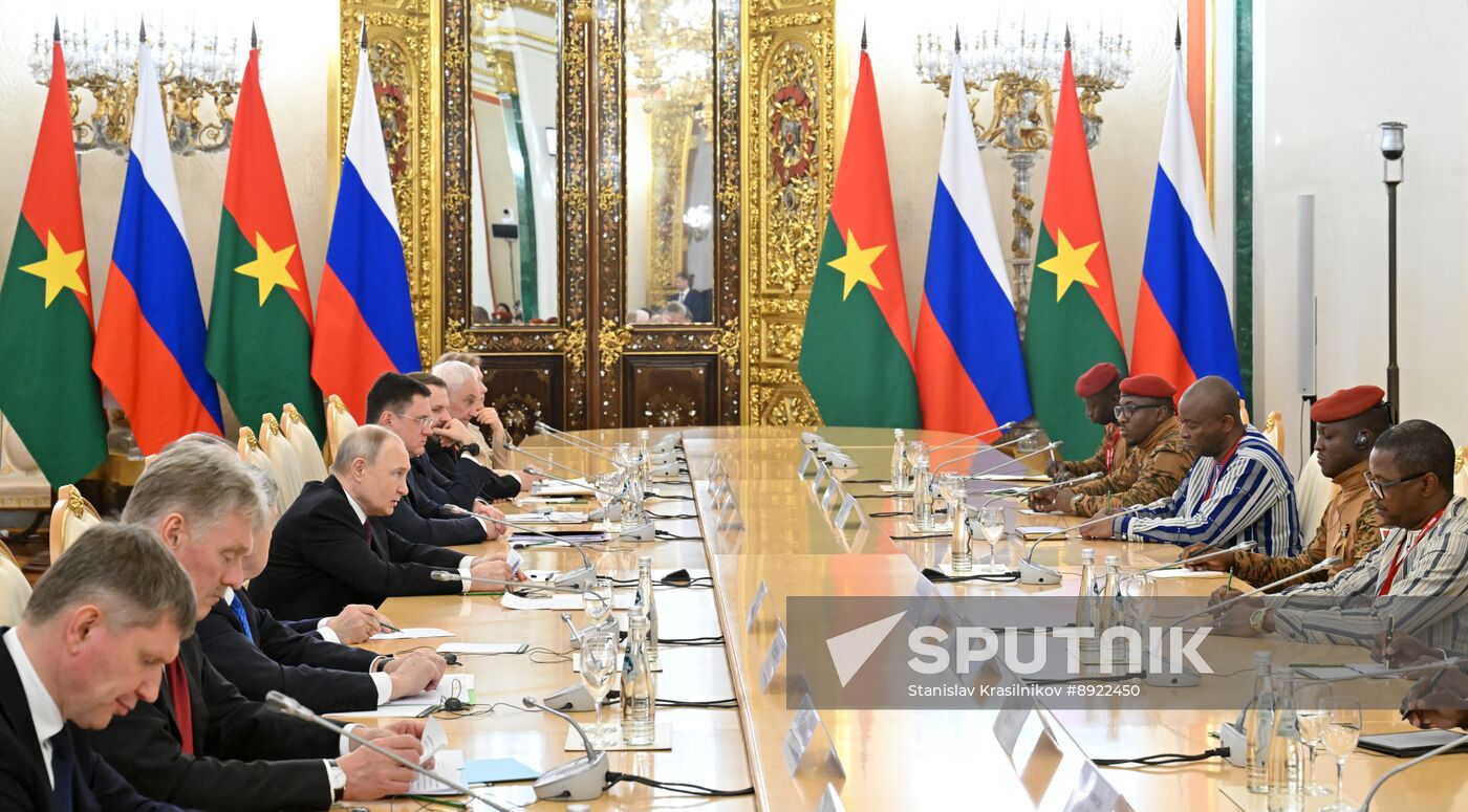 President of Russia Vladimir Putin meets with President of Burkina Faso Ibrahim Traore